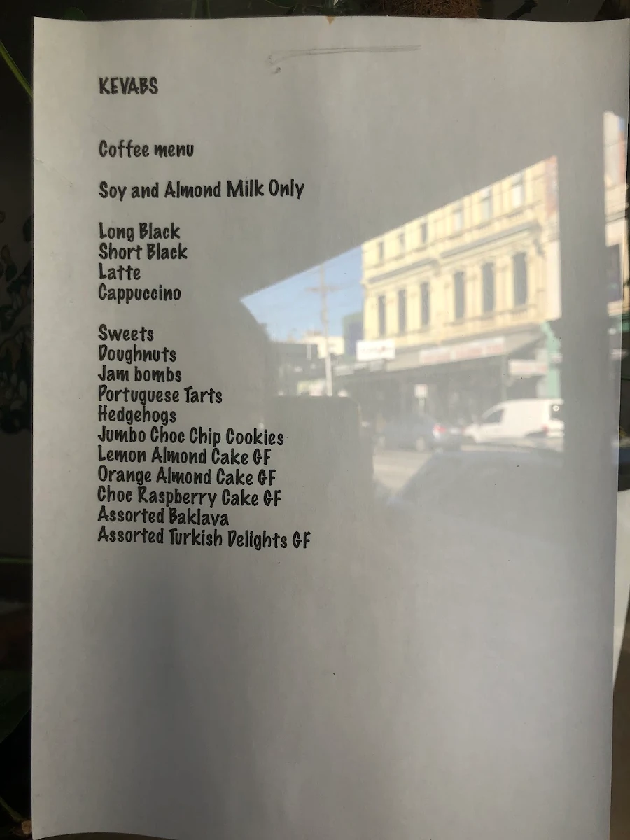 Menu, Kevabs