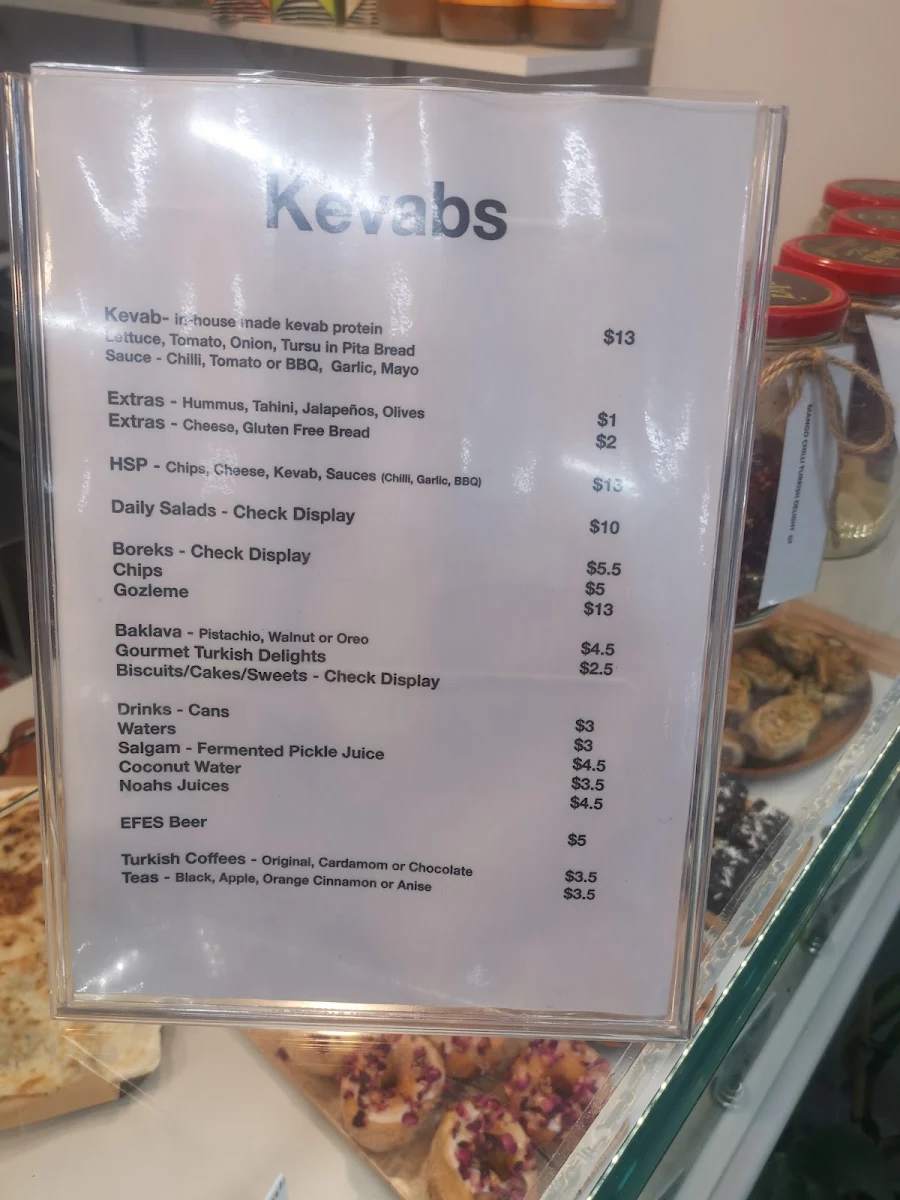 Menu, Kevabs