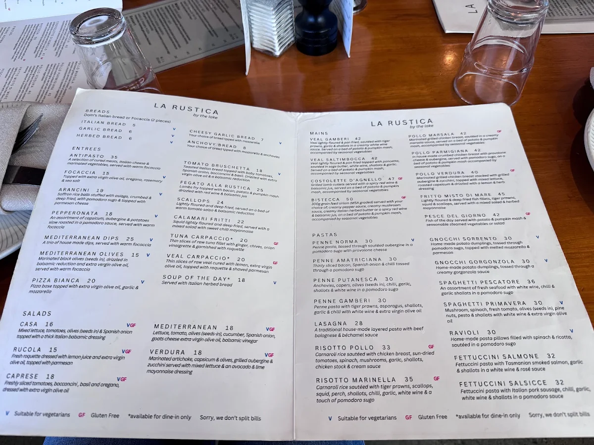 Menu, La Rustica