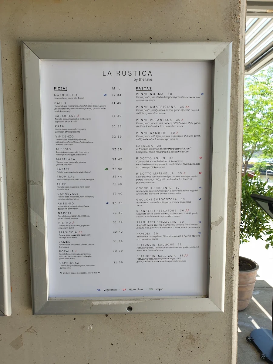 Menu, La Rustica