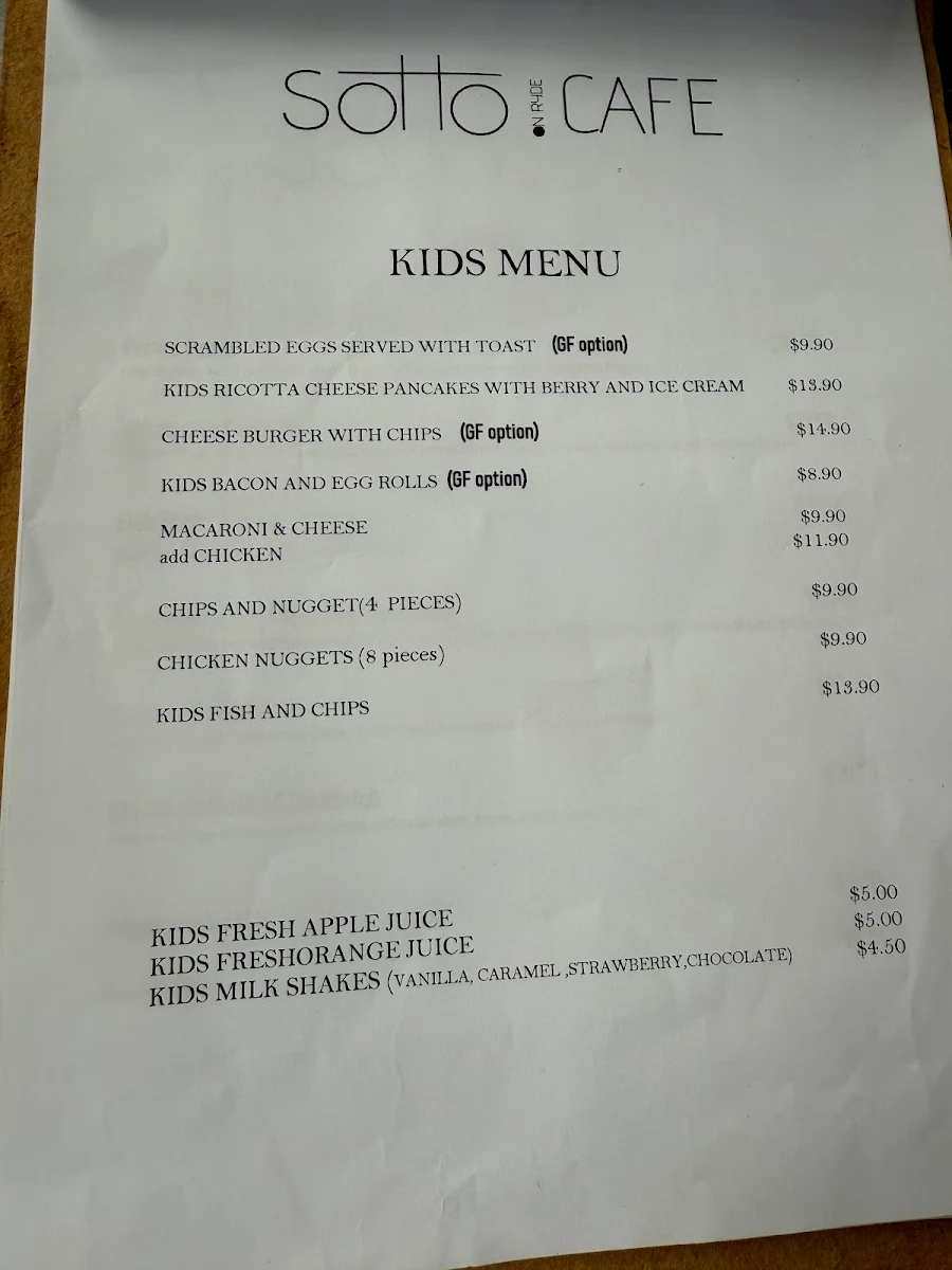 Menu, Sotto on Ryde