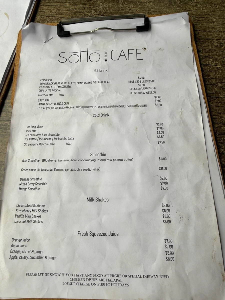 Menu, Sotto on Ryde