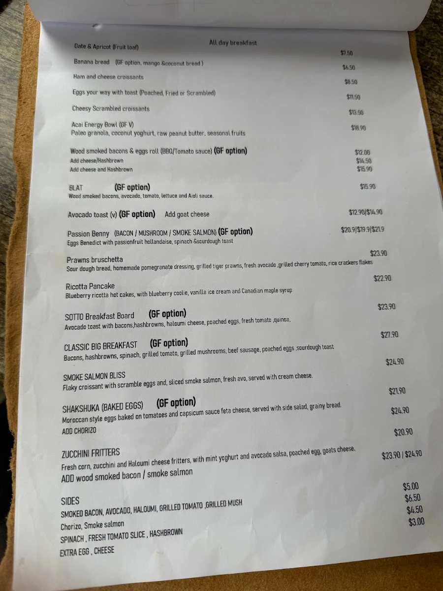 Menu, Sotto on Ryde