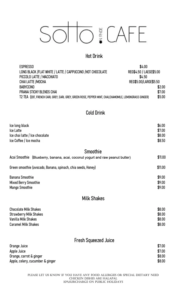 Menu, Sotto on Ryde