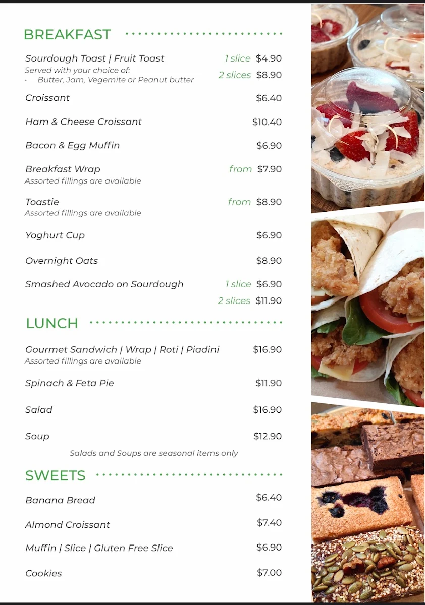 Menu, Koffi Bar