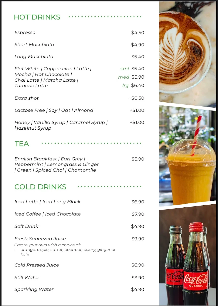 Menu, Koffi Bar