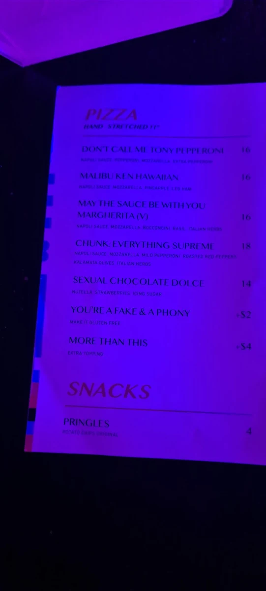 Menu, 88mph