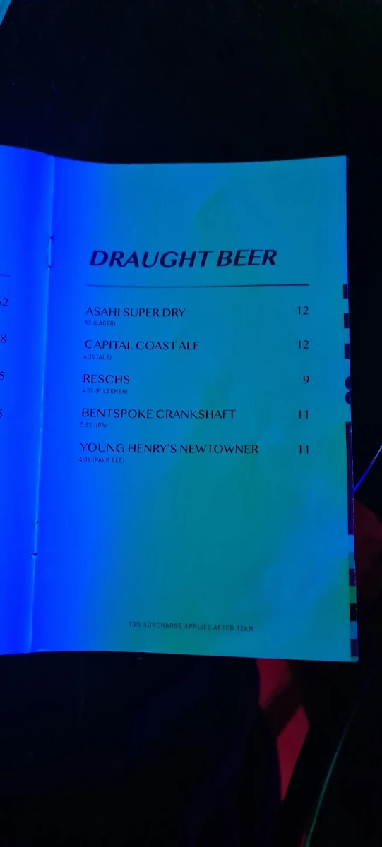 Menu, 88mph
