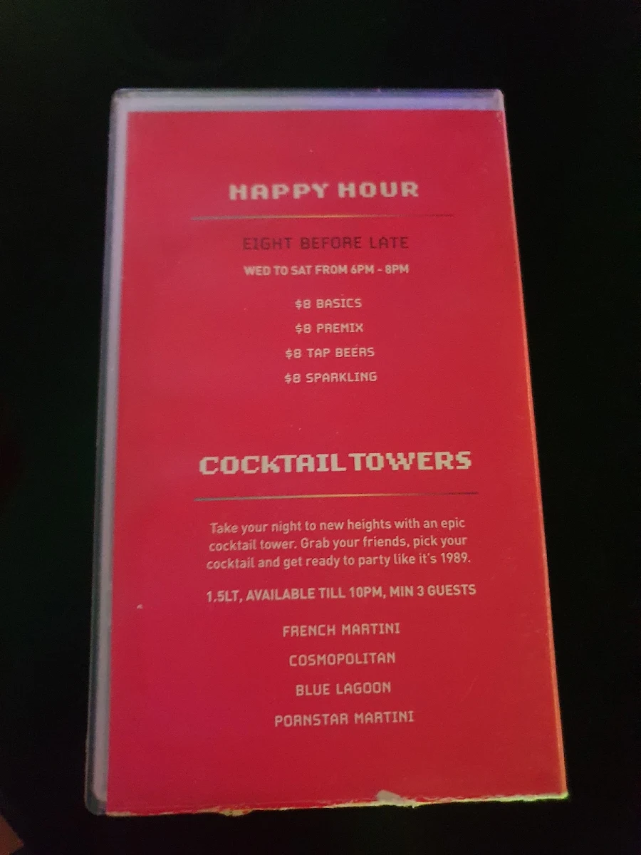 Menu, 88mph