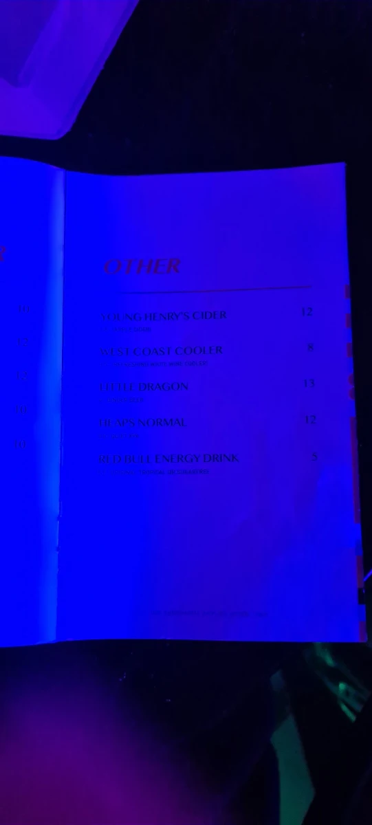Menu, 88mph