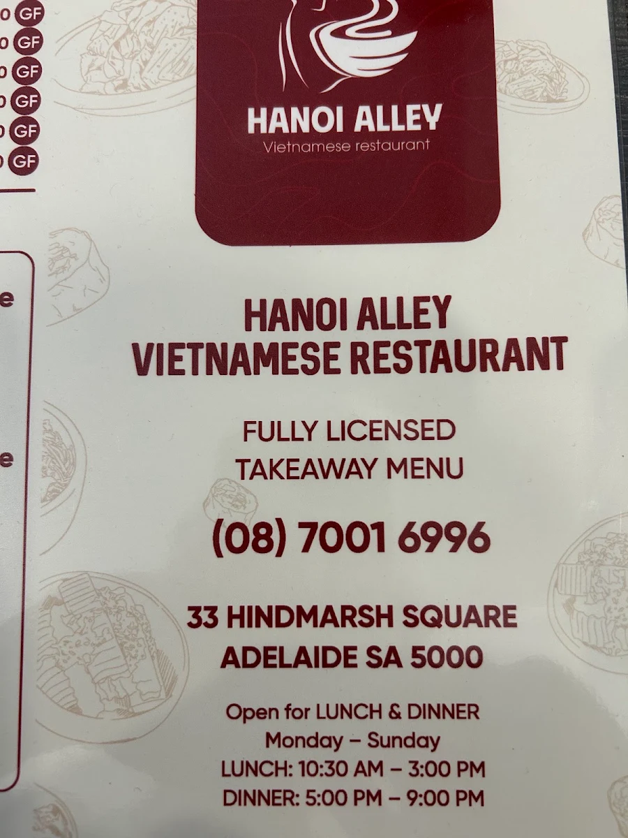Menu, Hanoi Alley