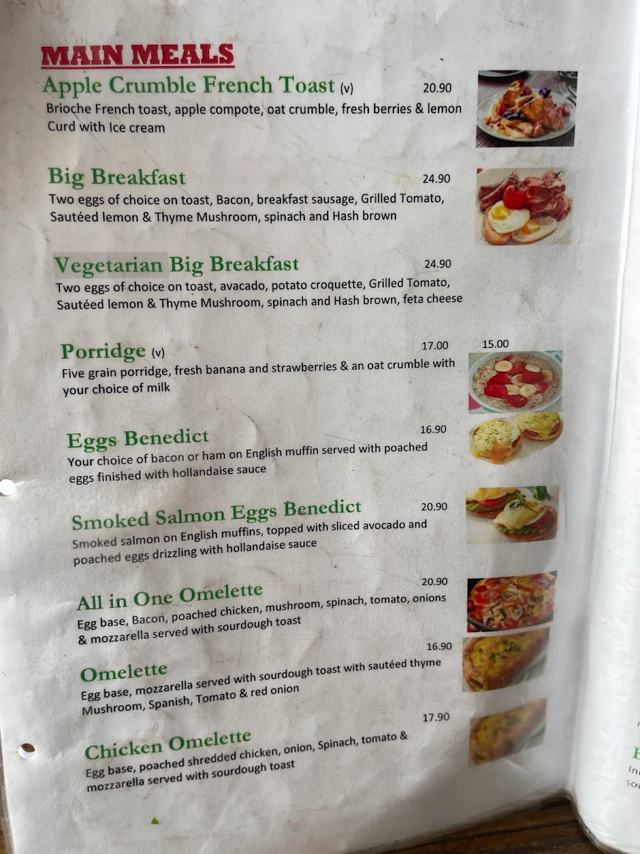 Menu, Hug a Mug Cafe