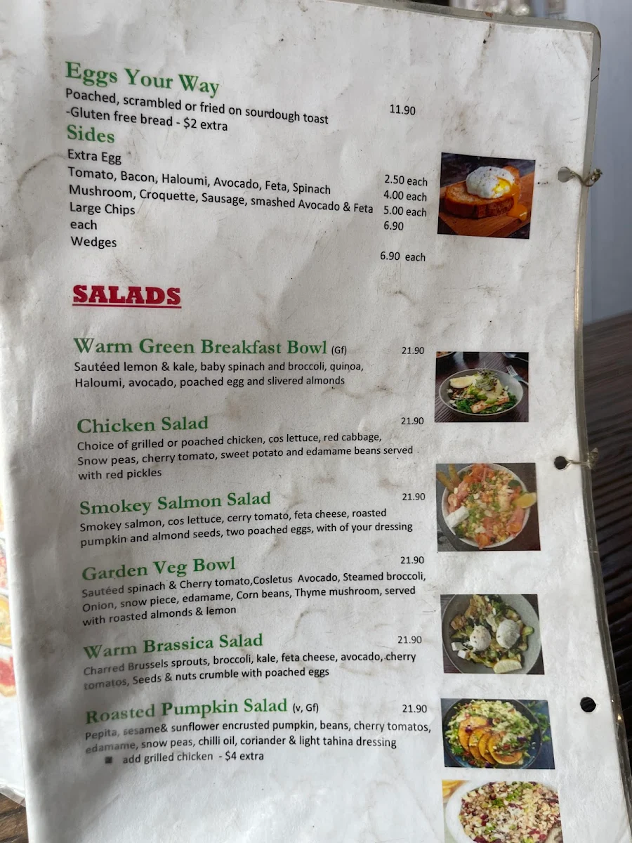 Menu, Hug a Mug Cafe