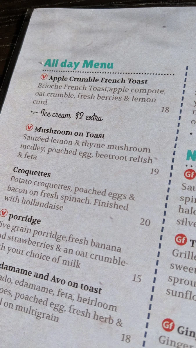 Menu, Hug a Mug Cafe