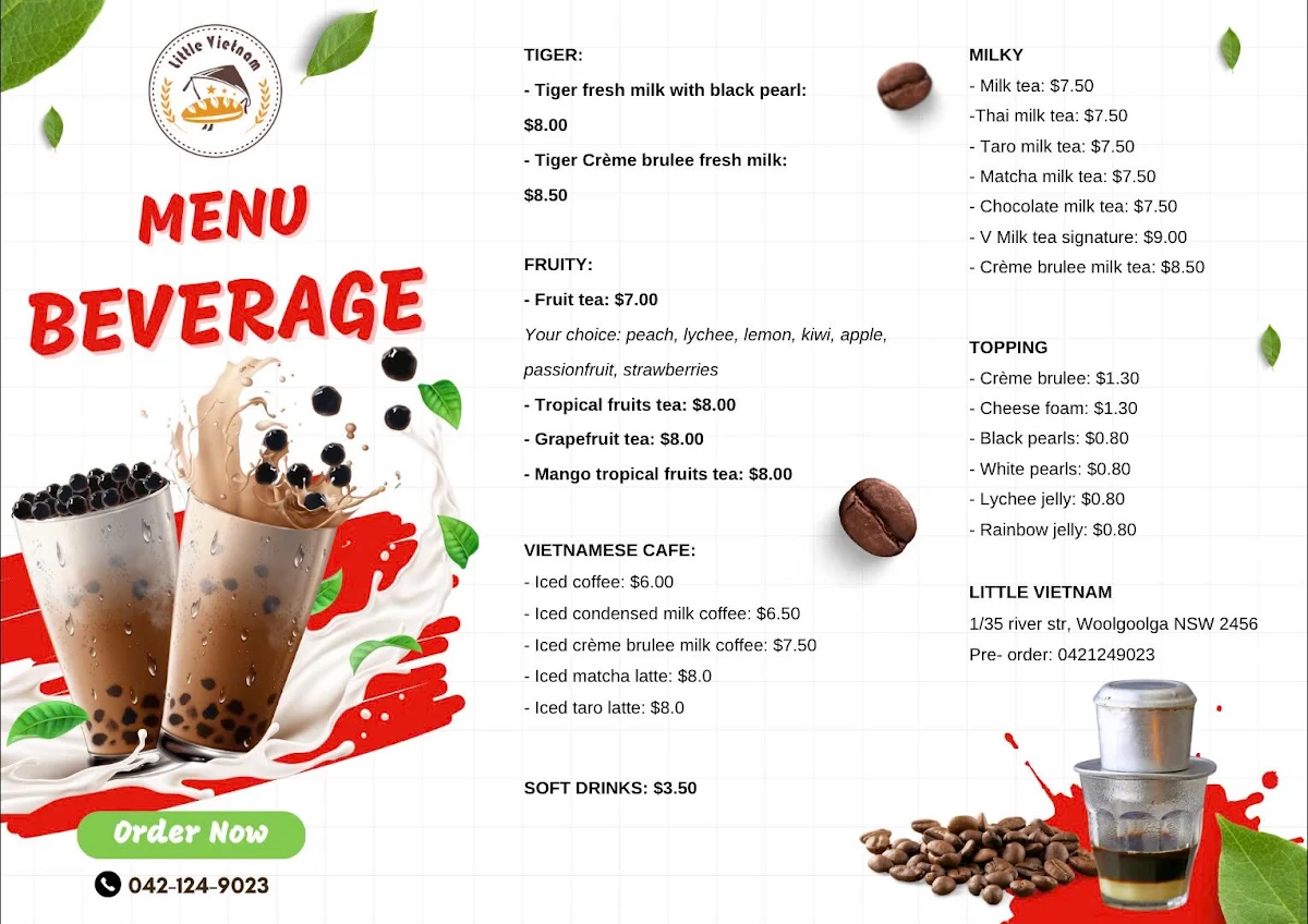 Menu, LITTLE VIET NAM