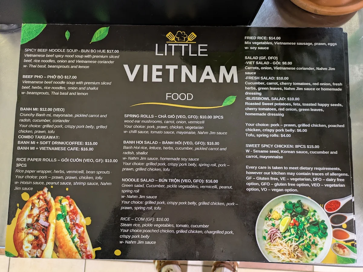 Menu, LITTLE VIET NAM