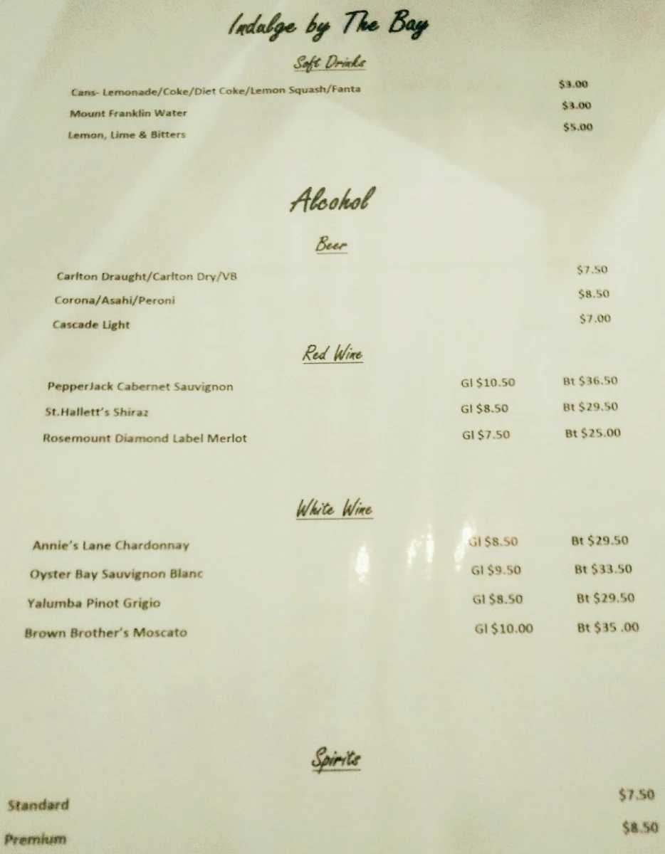 Menu, Hapi Cafe & Restaurant Rye