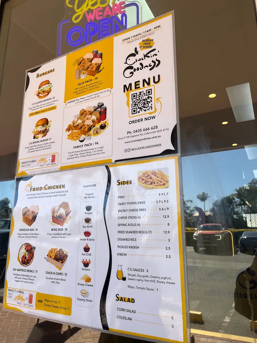 Menu, Cluckin' Goodness Korean Fried Chicken
