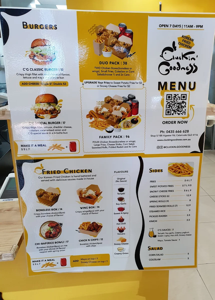 Menu, Cluckin' Goodness Korean Fried Chicken