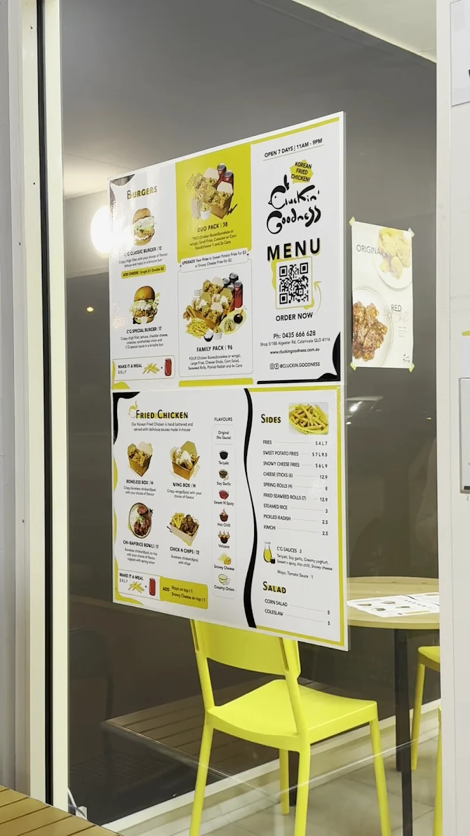 Menu, Cluckin' Goodness Korean Fried Chicken