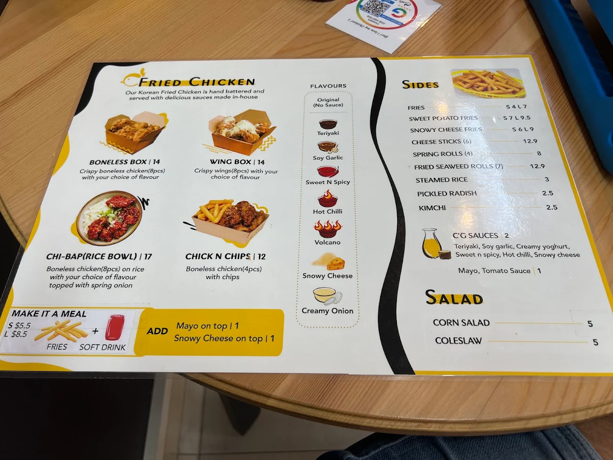 Menu, Cluckin' Goodness Korean Fried Chicken