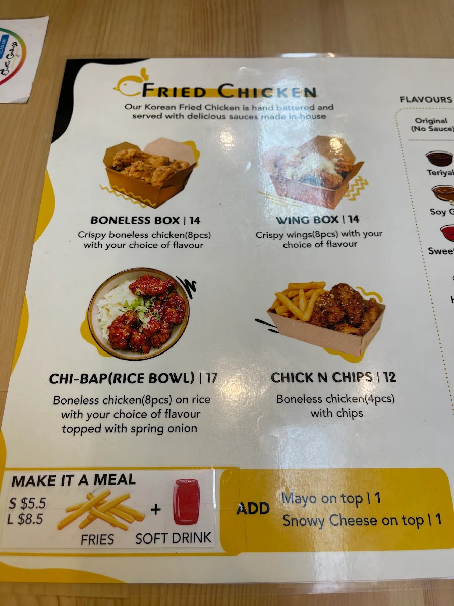 Menu, Cluckin' Goodness Korean Fried Chicken
