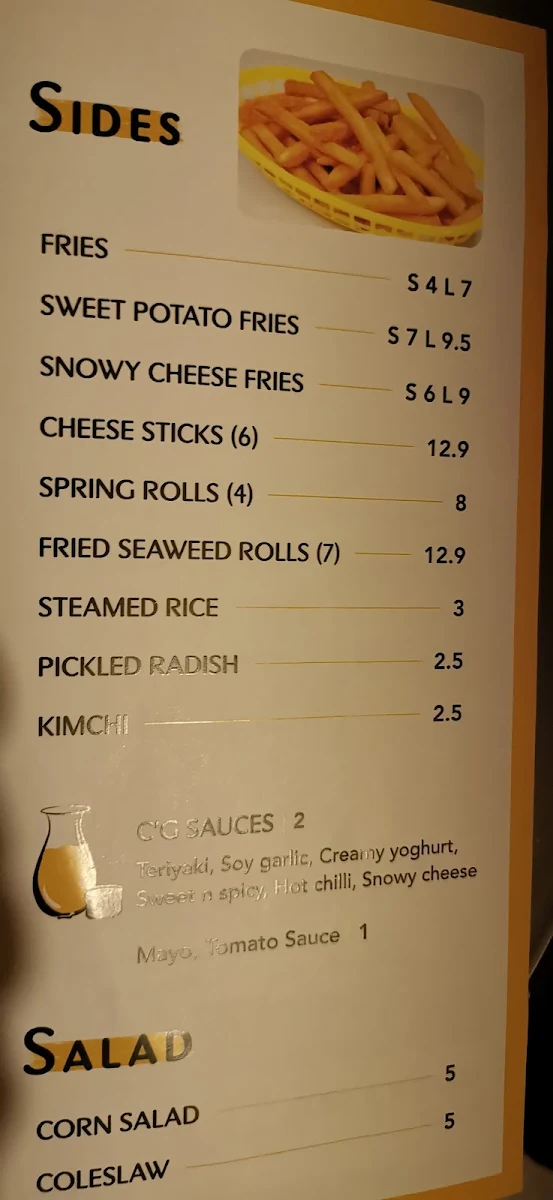 Menu, Cluckin' Goodness Korean Fried Chicken