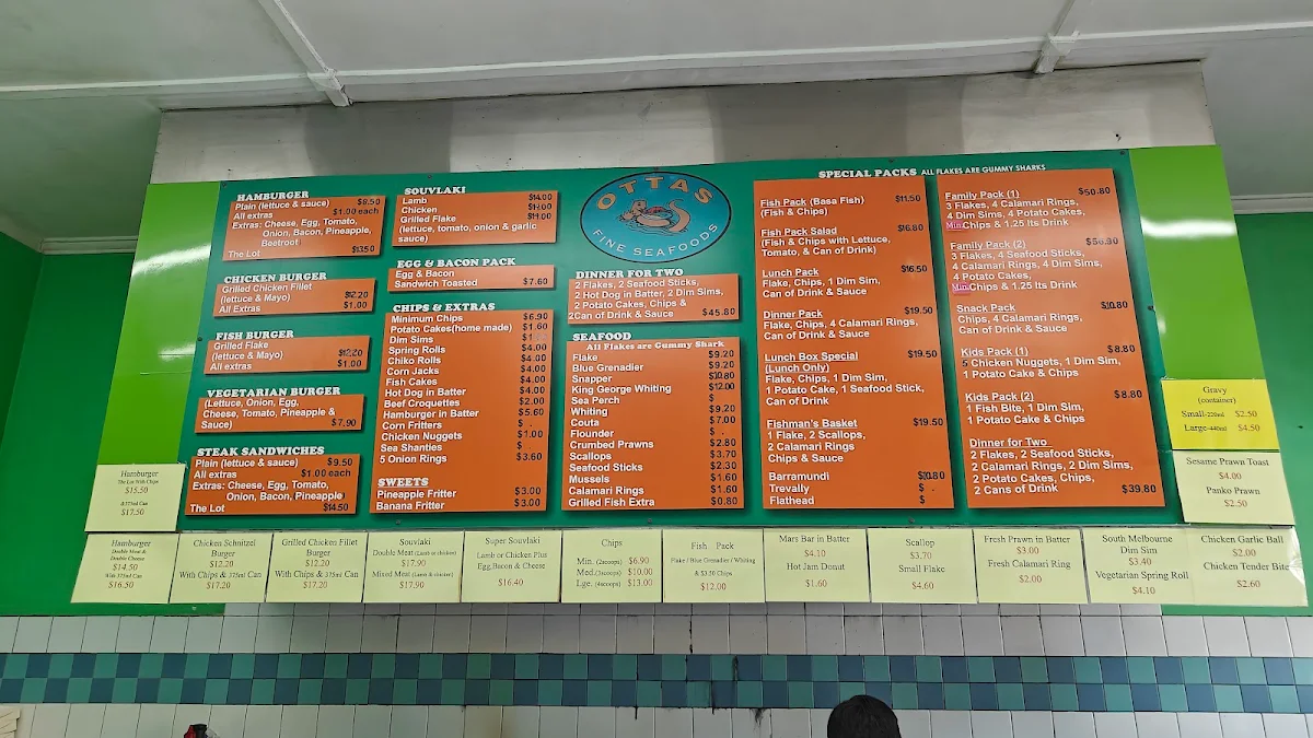 Menu, Ottas Fine Seafood