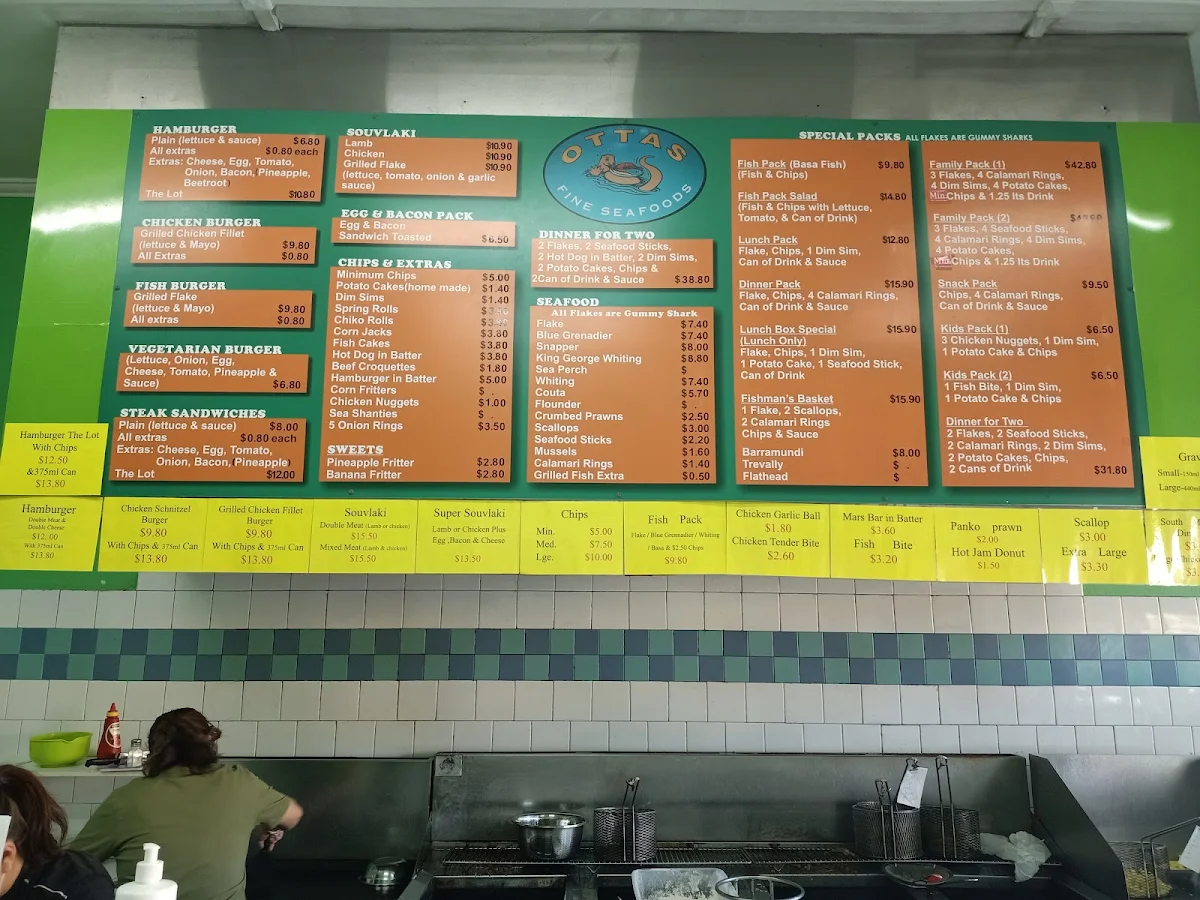 Menu, Ottas Fine Seafood
