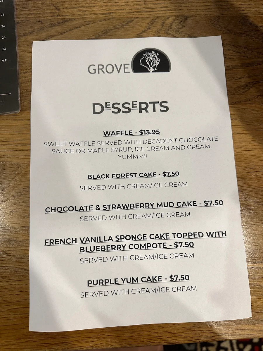 Menu, The Andergrove Tavern