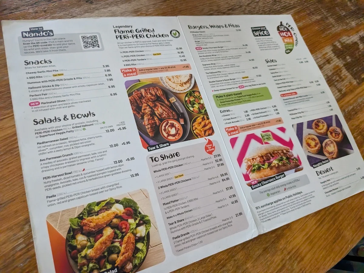 Menu, Nando's Belmont Forum