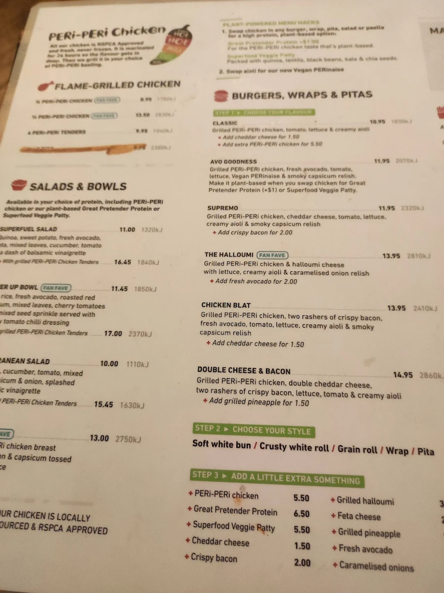 Menu, Nando's Belmont Forum