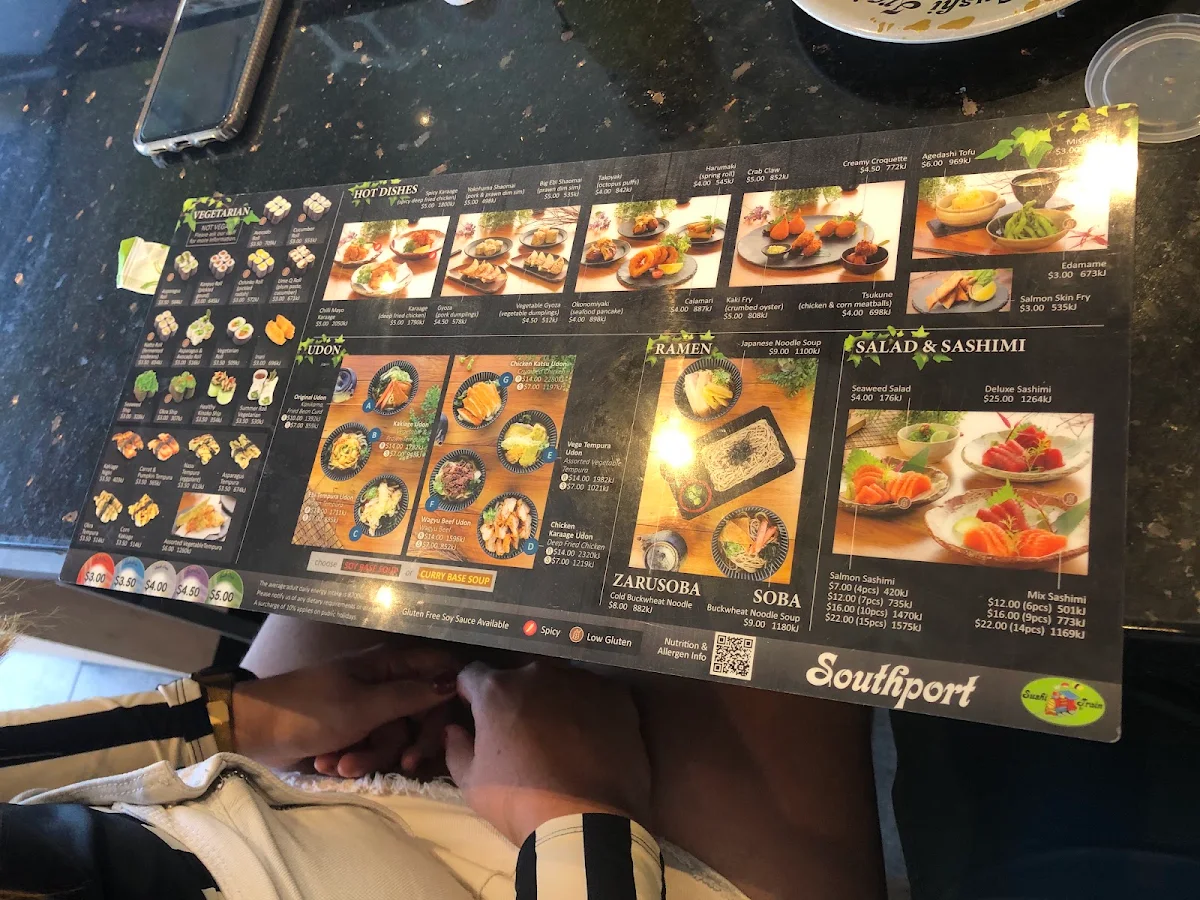 Menu, Sushi Train Southport