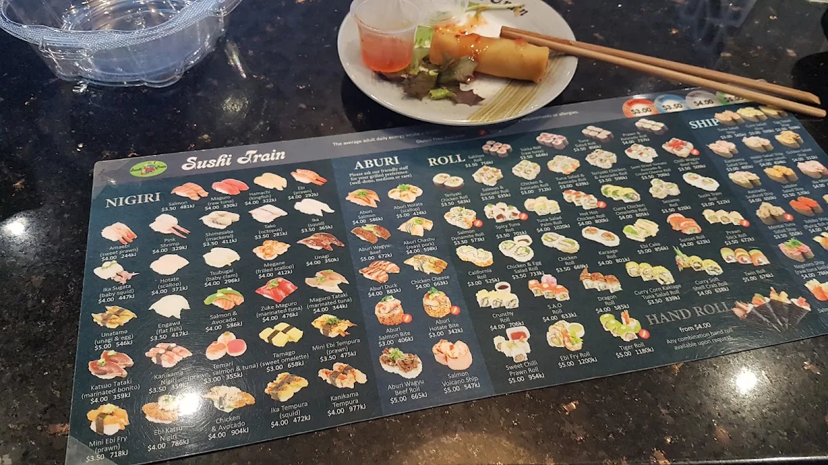 Menu, Sushi Train Southport