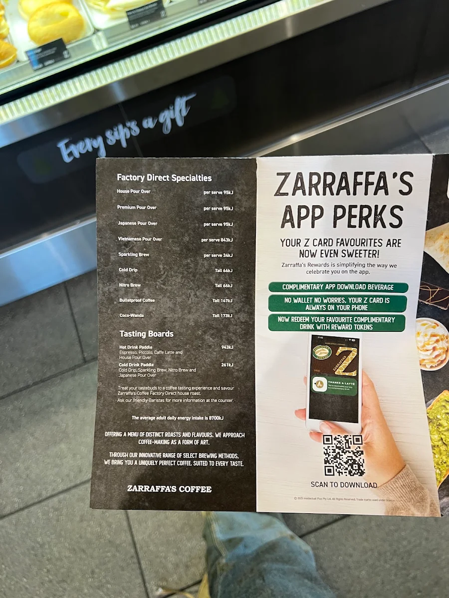 Menu, Zarraffa's Coffee Bankstown
