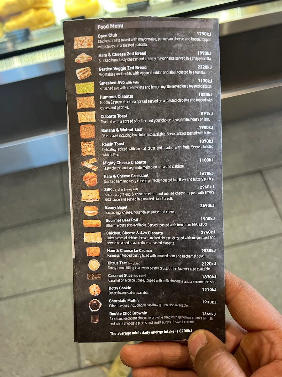 Menu, Zarraffa's Coffee Bankstown