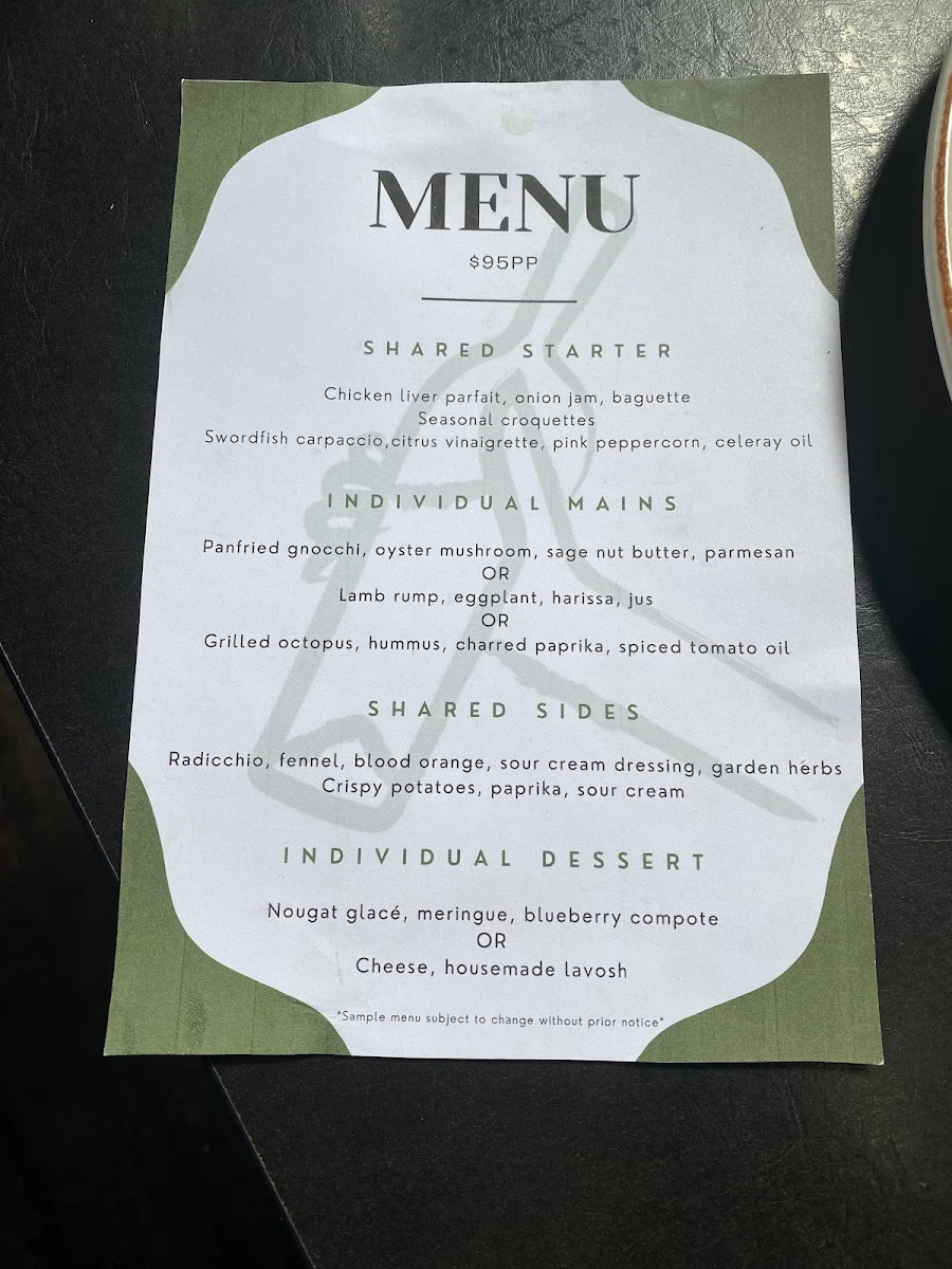 Menu, Vincent Wine
