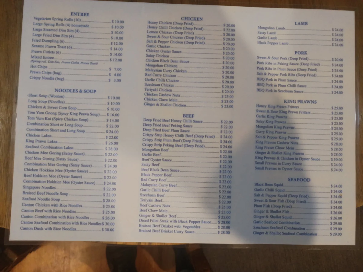 Menu, Mango Duck