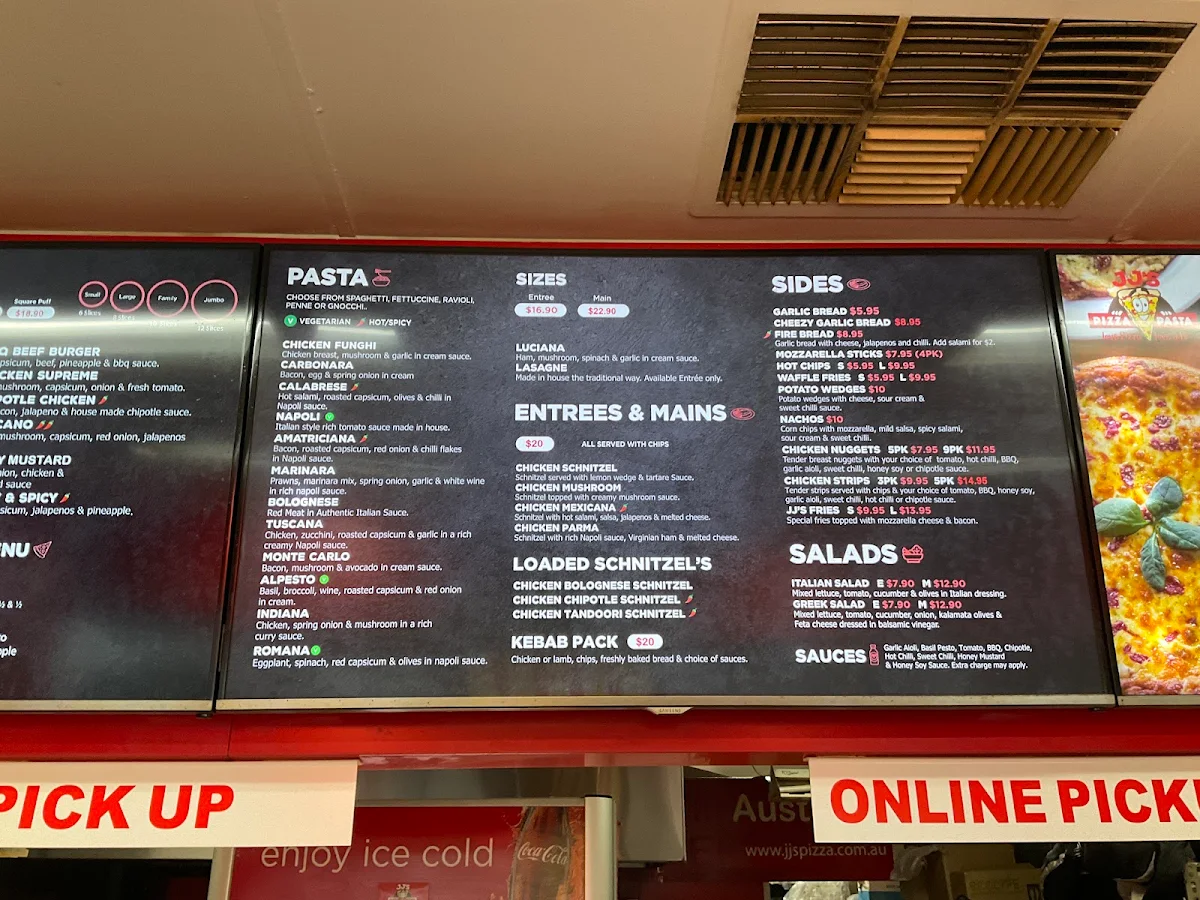 Menu, JJ's Pizza Croydon