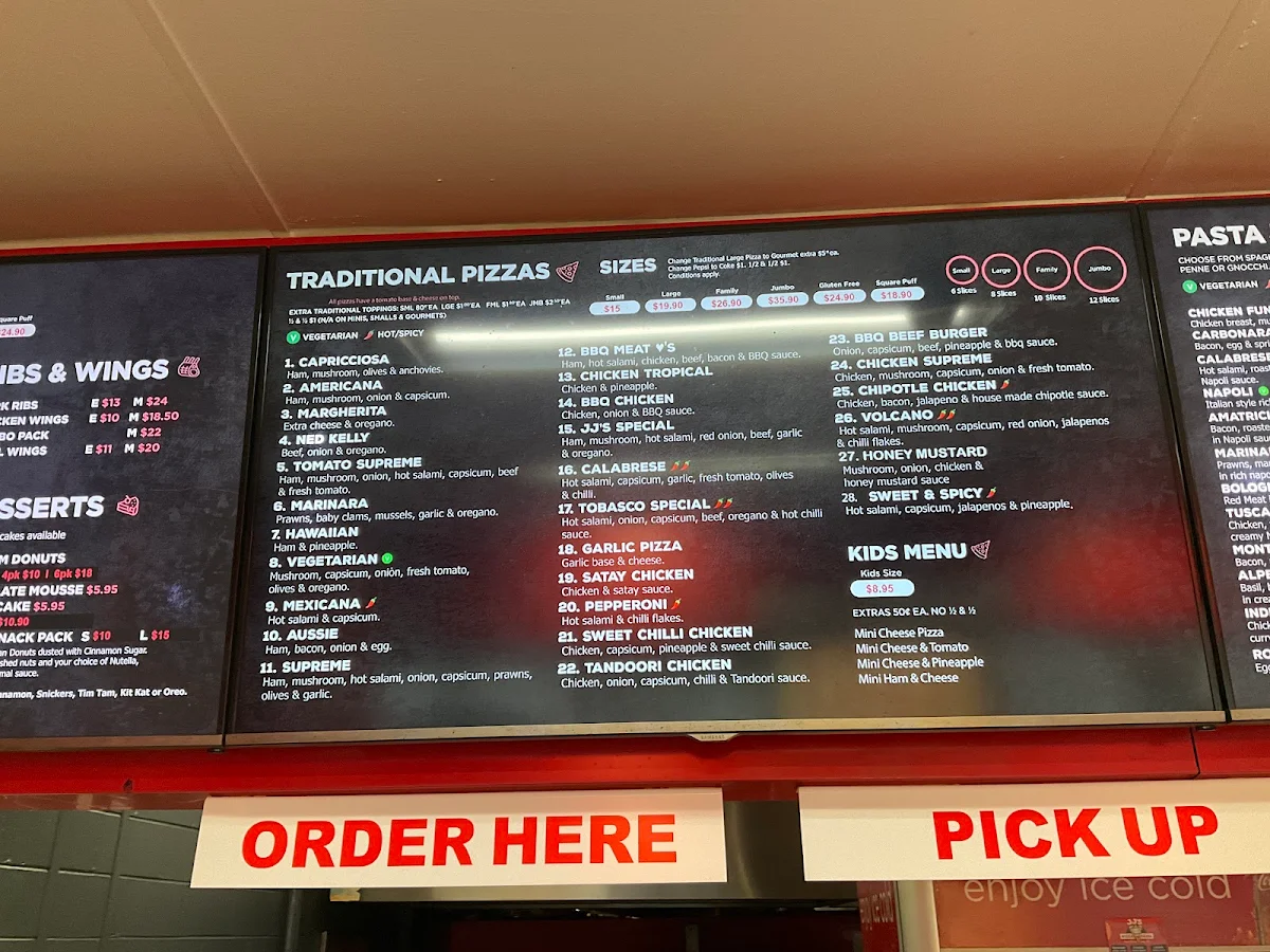 Menu, JJ's Pizza Croydon