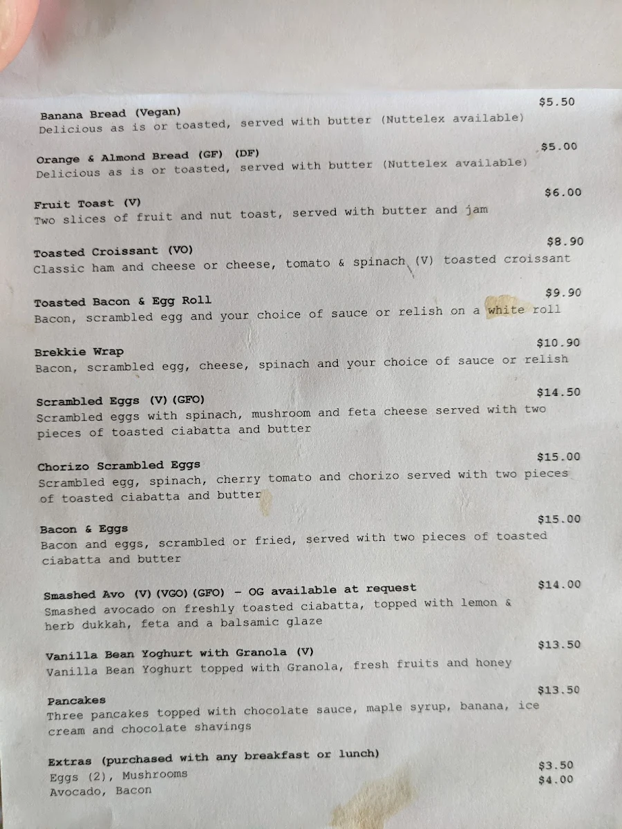 Menu, Peppermint Green