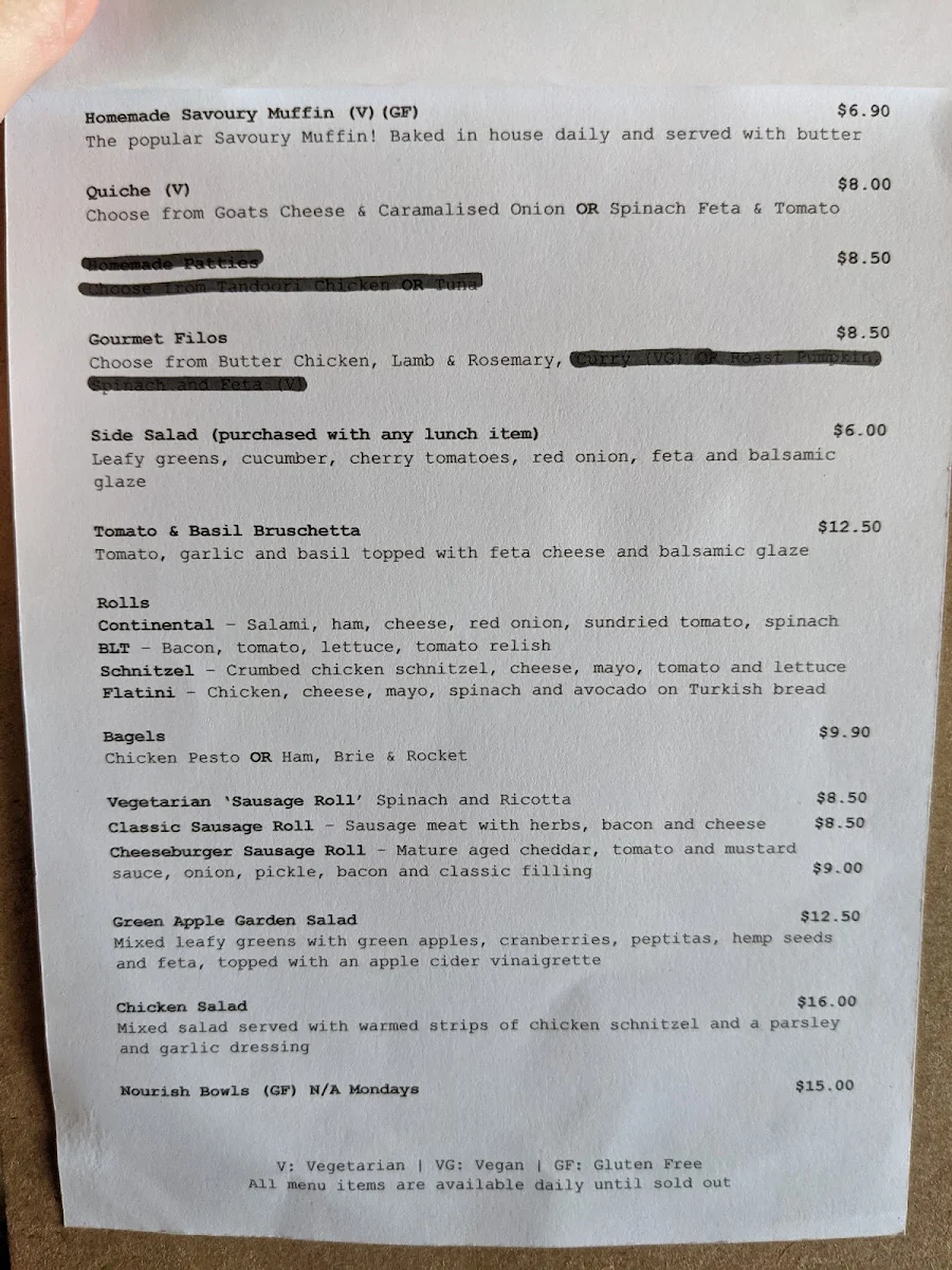 Menu, Peppermint Green
