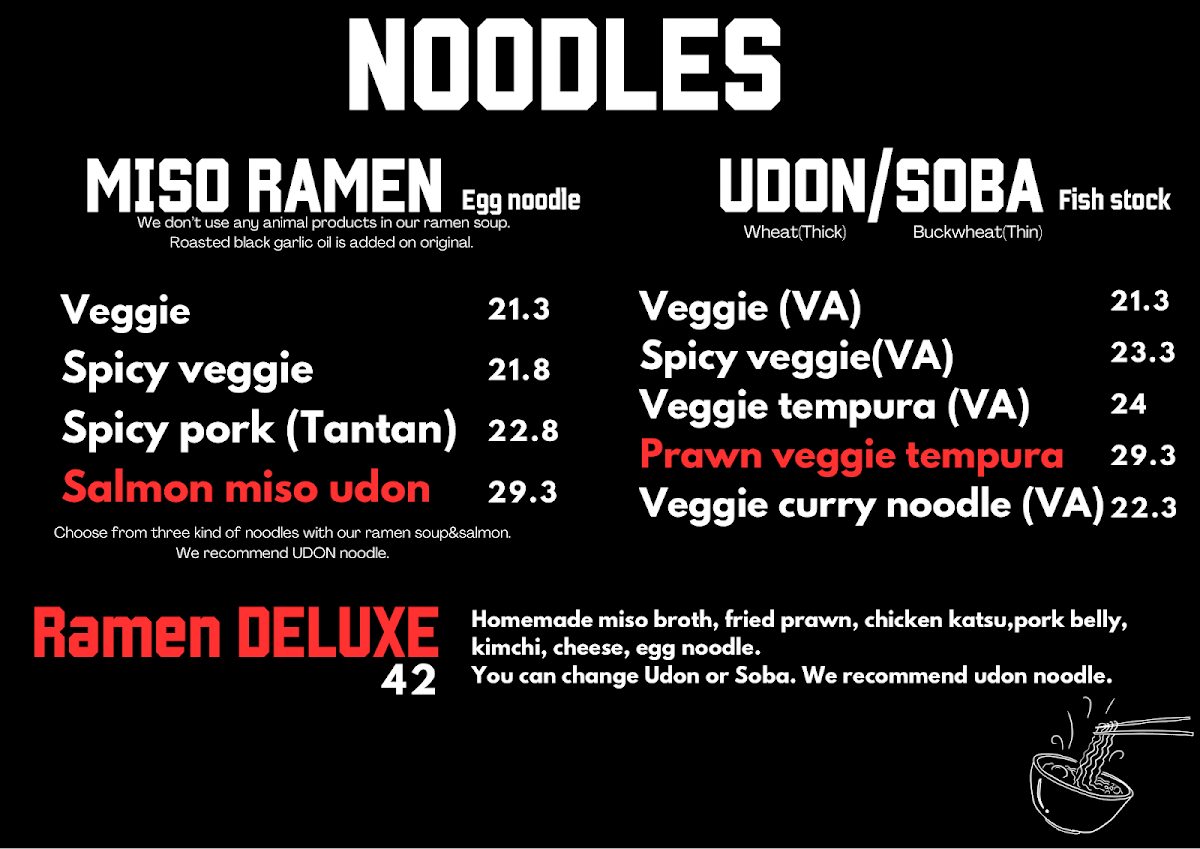 Menu, Japonaise Kitchen