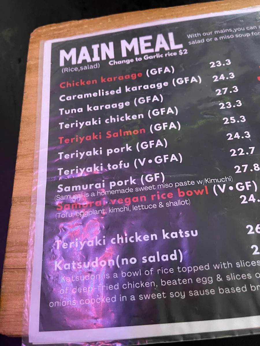 Menu, Japonaise Kitchen