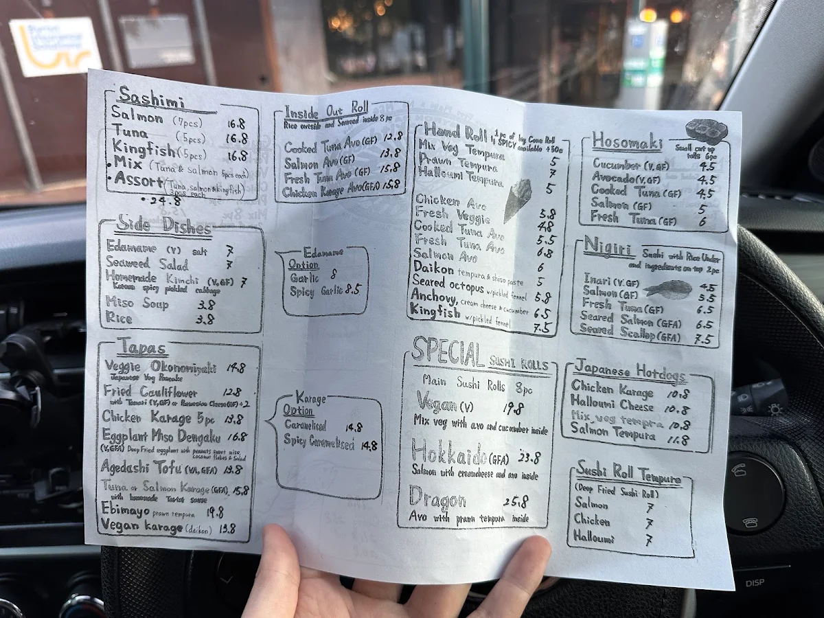 Menu, Japonaise Kitchen