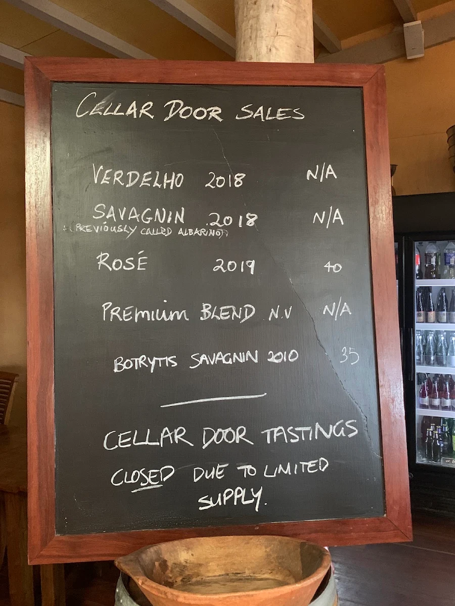 Menu, Mimosa Wines & Restaurant