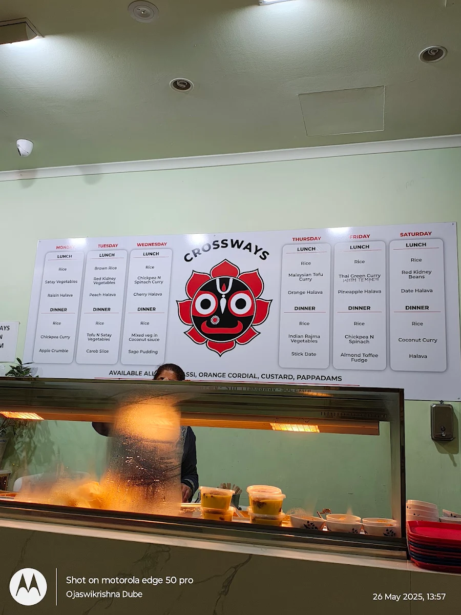 Menu, Crossways Vegetarian and Vegan Restaurant