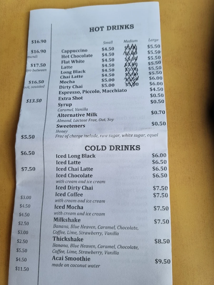 Menu, Barrio Cafe Neighborhood Espresso