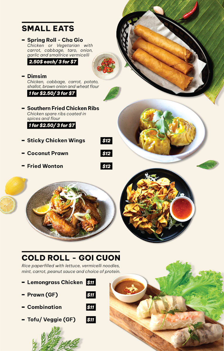 Menu, Little Viet Foodie Aberfoyle