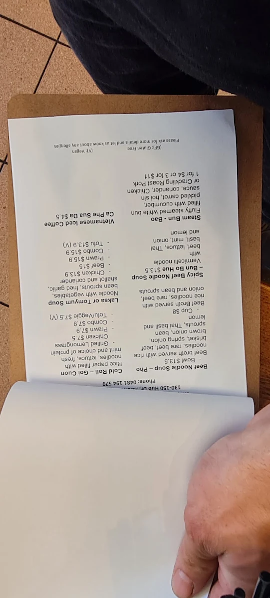 Menu, Little Viet Foodie Aberfoyle